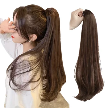 20 Zoll/50 cm synthetische lange gerade Greif Clip in Pferdeschwanz Haarverlängerungen Haarteil für Frauen