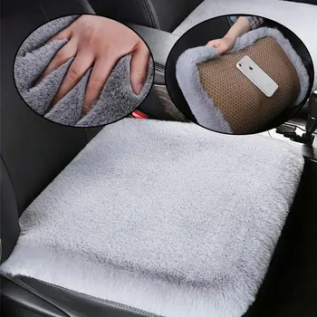 Plüsch-Kaninchenfell-Autositzkissen, Winterwärme, dicke Wolle, quadratisch, mehrfarbiges Kissen