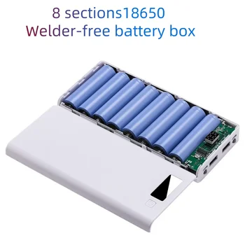 Powerbank-Box für 8× 18650 Akkus mit Digitalanzeige und LED-Licht