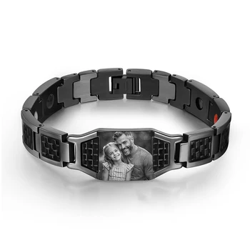 Personalisiertes Foto-Armband für Männer, individuelles Bild, Magnetfeldtherapie, Edelstahl-Armband, Geschenke