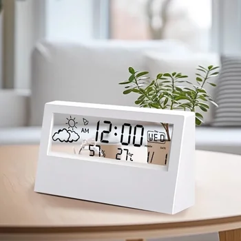 Elektronische Uhr Temperatur Luftfeuchtigkeit Meter Wetterstation für Zuhause mit Alarm LED Thermometer