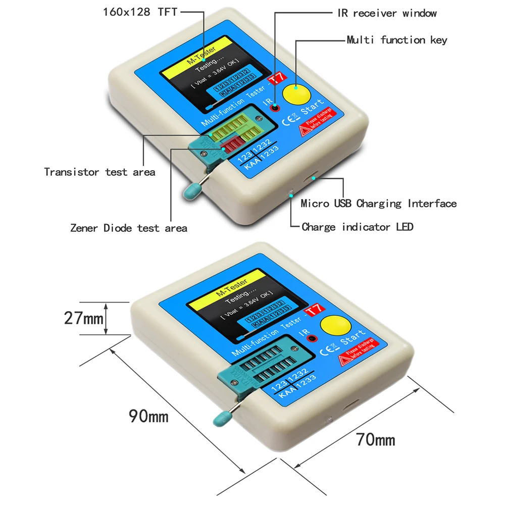 LCR-TC1 1,8" TFT LCD Display Multimeter Transistor Tester – Bild 3