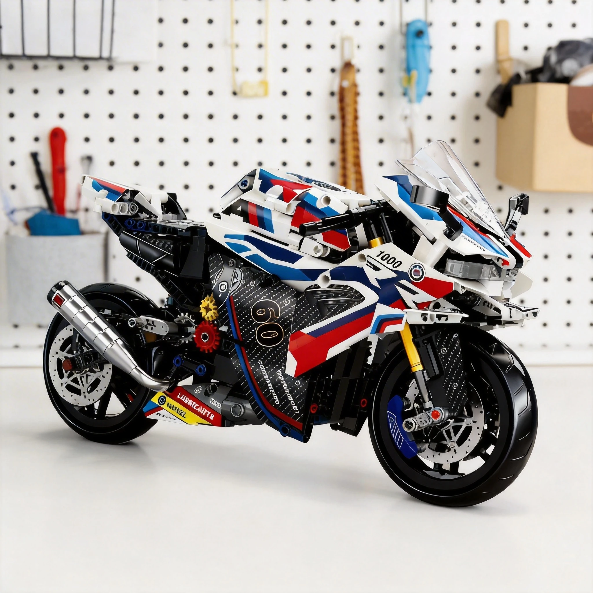 1:8 Motorrad-Baustein-Set, Super-Motorrad-Modellbausatz
