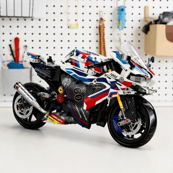 1:8 Motorrad-Baustein-Set, Super-Motorrad-Modellbausatz, technisches Rennfahrzeug, zusammengebautes Spielzeug