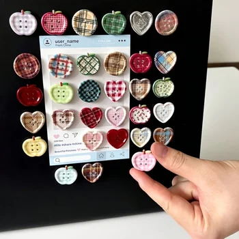 12 Retro Karierte Knopf-Dekor-Kühlschrankmagnete, Geeignet für den Hausgebrauch, Kühlschrank