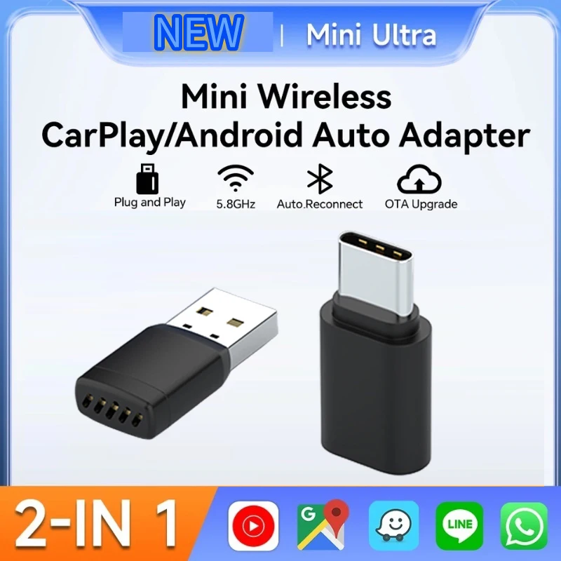 2-in-1 kabelgebundener zu kabelloser CarPlay-Adapter, Android