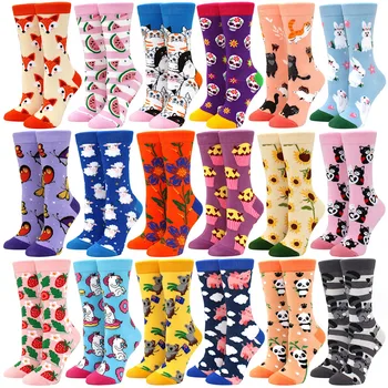 Neuheit Frau Socken Harajuku Baumwolle Lustige Glückliche Cartoon Katze Hund Muster Unisex Socken Männer