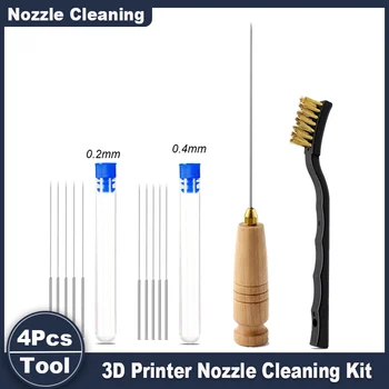 3D-Drucker Düsenreinigungsset Holzgriff Nadelbürsten-Set für 0,2-1,0mm Düsen Anti-Verstopfungs-Werkzeug