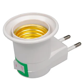 E27 EU Stecker Lampe Basis Glühbirne Basis Sockel Adapter Konverter 250V 6A Weiß Nachtlicht Mit Power On off