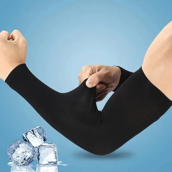 Eis Seide Sport Arm Ärmel Radfahren Sonne UV Schutz Outdoor Reise Laufen Gym Fitness Kühlen Sommer Arm Ärmel