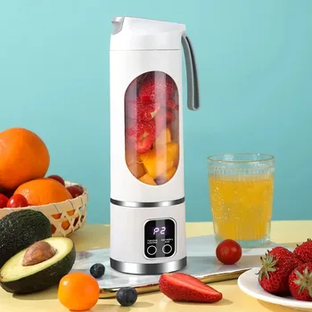 Tragbarer Fruchtsaftpresse mit 10 Klingen, 450 ml Fassungsvermögen, 3 Gänge, wiederaufladbarer USB-Mixer
