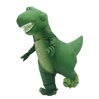 Grünes Dinosaurier-Aufblaskostüm Maskottchen für Paraden Erwachsenen-Charakterkostüm für Geburtstag