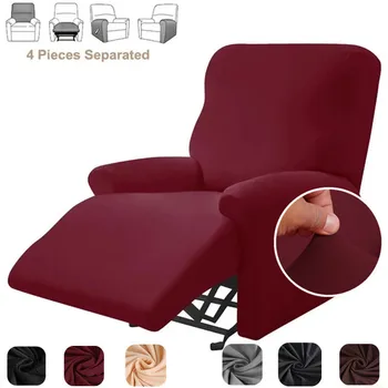 Einfarbig Stretch Liege Sofa Abdeckung für Wohnzimmer Elastische Rutschfeste Sessel Abdeckungen (4 Stück)