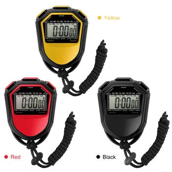 Wasserdichte Stoppuhr, digitaler Hand-LCD-Timer, Chronograph, Sportzähler mit Riemen für Schwimmen, Laufen