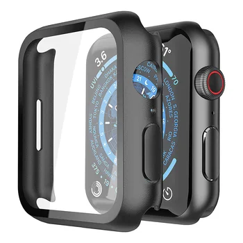 Gehärtetes Glas + Hülle für Apple Watch Ultra 3 2 49 45 41 40 44 42 46 mm PC-Stoßstangenschutzabdeckung
