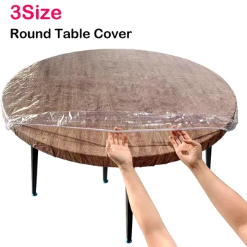 Runde Tischdecke, elastisch, transparent, PVC, wasserdicht, ölbeständig, Tischschutzhülle, für Zuhause