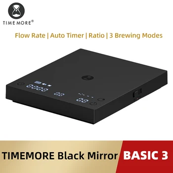 TIMEMORE Basic 3 Black Mirror Pour-Over Kaffeewaage, Espressowaage, Durchflussrate, Auto-Timer
