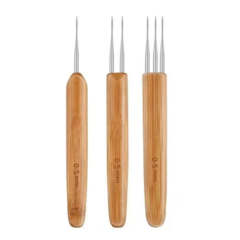 0,5 mm/0,75 mm Dreadlock Häkelnadel Holz Häkelnadeln Haar Dreadlocks Werkzeug für Braid Craft