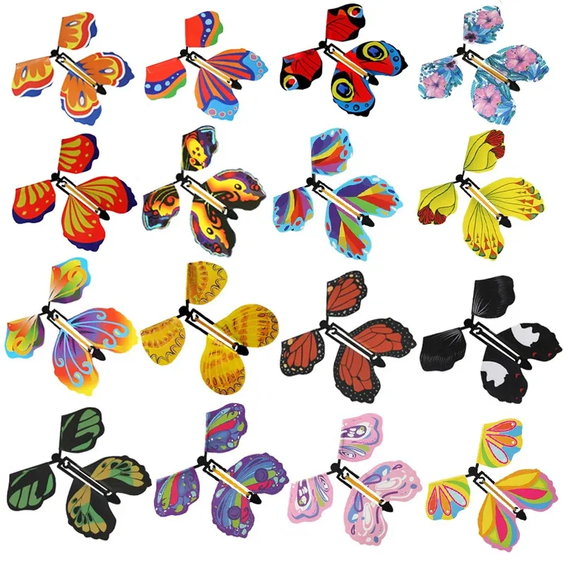 10PCS Zufällige Farbe Magie Fliegende Schmetterling Wind Up