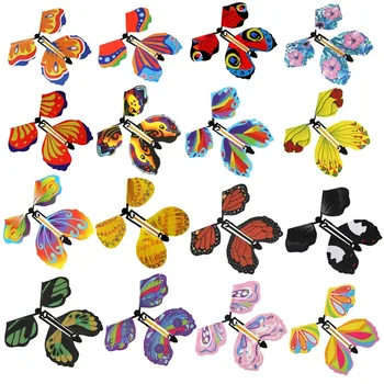 Zufällige Farbe Magie Fliegende Schmetterling Wind Up Spielzeug Lesezeichen Internet Celebrity (10 Stück)