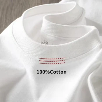 Reinweißes 260g schweres T-Shirt für Herren, Sommer, reine Baumwolle, kurzärmelig, neue Herren