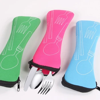 Tragbare Besteck Tasche Reise Verpackung Lagerung Box Besteck Picknick Gabel Löffel Tasche