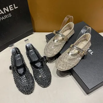 Frauen Mesh Ballerinas Sandalen Neue Wohnungen Bequeme Runde Kappe Schuhe Frauen Ballerina Trend Atmungsaktive
