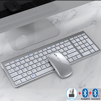 Jomaa Schlankes, wiederaufladbares Bluetooth-Tastatur- und Maus-Set für Laptop-Computer, 2,4 G USB, kabellose