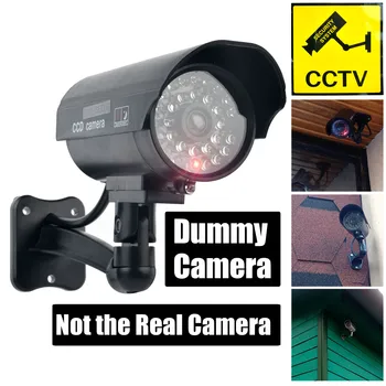 Smarsecur Fake-Kamera-Dummy, wasserdichte Sicherheits-CCTV-Überwachungskamera mit blinkendem rotem LED-Licht