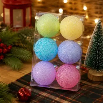 6er-Set Weihnachtskugel mit winterlicher Textur Eiskristall-Stil 55KF