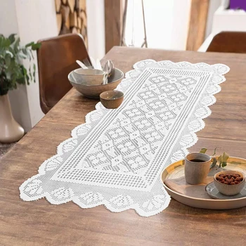 Moderner, minimalistischer Tischläufer aus weißer Spitze, nordischer Esstisch, Tischdecke, Dekoration