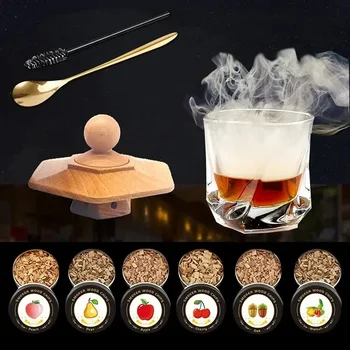 Cocktail-Räucher-Set, Whiskey, Holz, geräuchertes Holz, Haube, Raucher für Getränke, Küche, Bar, Zubehör