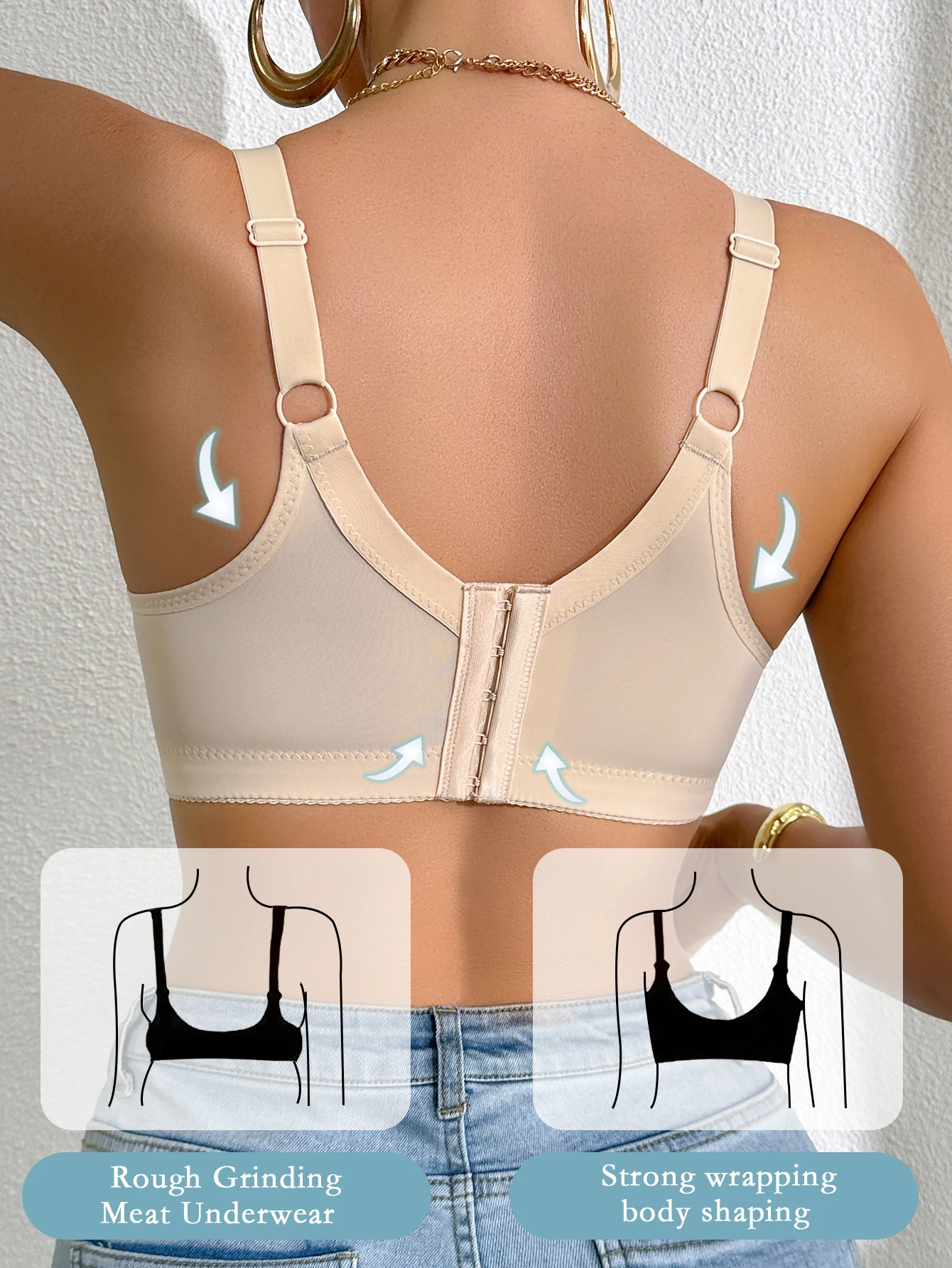 Damen-BH mit A, B, C, D Körbchen, Spitzenbesatz, seitlich – Bild 6