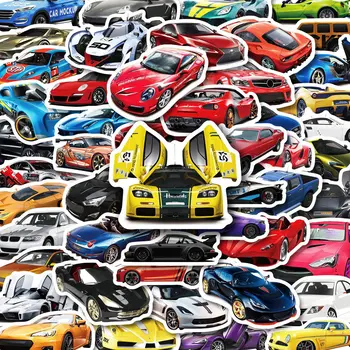 Coole Autoaufkleber, Rennwagen-Aufkleber und Abziehbilder für Kinder, Handyhülle, Gitarre, Roller (50 Stück)