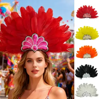 Karnevals-Feder-Stirnband für Frauen und Mädchen, Burlesque-Tanz-Haarschmuck mit weichen Federn für Mardi