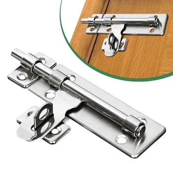 4-Zoll-Hardware-Türschloss aus Edelstahl, Zylinderriegel, Vorhängeschloss-Verschluss-Set, gebürstet
