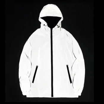 Paar Nacht Reflektierende Kleidung Einfarbig Jacke Polyester Student Männlich Klasse Uniform Trendy Leuchtende