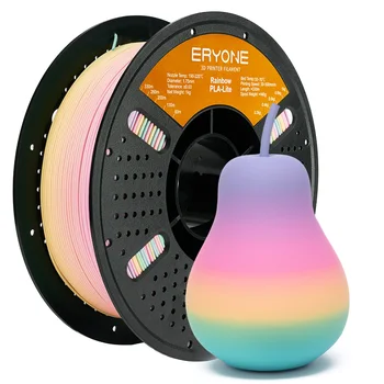 ERYONE 1KG PLA Lite Regenbogen 3D-Drucker-Filament, Farbwechsel-Filament 1,75mm, Mehrfarbiger Farbverlauf 1KG