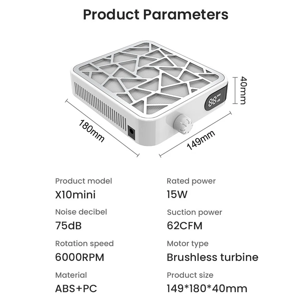 Mini bürstenlose Turbo-Nagelstaubmaschine, HD-Display – Bild 6