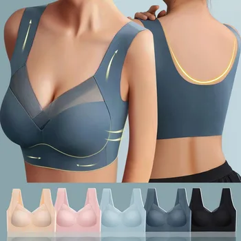 EUR/USA Größe Frauen Atmungsaktive Sport-Bh Innere Unterstützung Push-Up Büstenhalter Weste Patchwork Mesh Gym