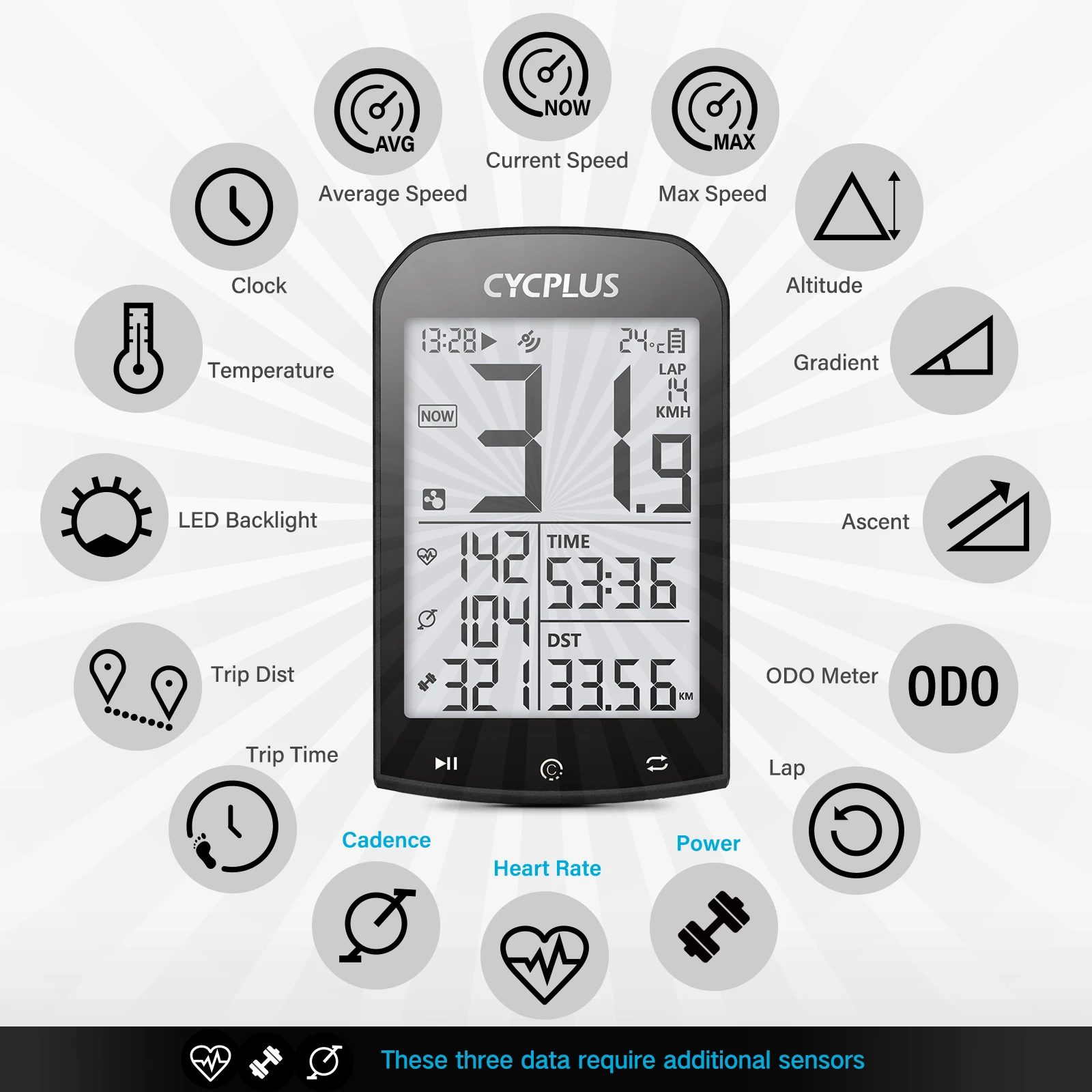 CYCPLUS M1 GPS Fahrradcomputer Fahrradtacho Bluetooth 5.0 – Bild 5