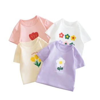 2-8T Kleinkind Kind Baby Mädchen Kleidung Sommer Baumwolle T Shirt Kurzarm Infant Top Cartoon Blume Drucken t