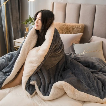 Wolle Überwurf Decke Warm Halten Winter Bett Decken Doppelseitige Königin Bettbezug Camping Doppelbett