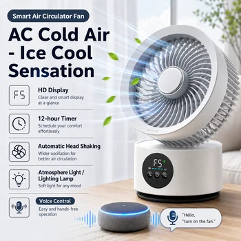 Tragbarer Wandventilator mit Fernbedienung, intelligenter Sprachsteuerung, wiederaufladbar, USB, elektrischer