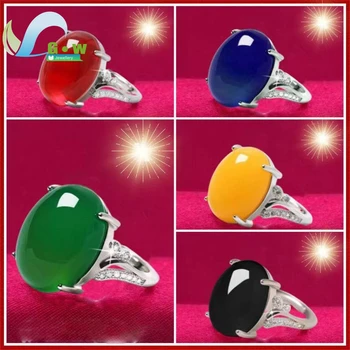 Roter Achat-Jade-Ring für Damen, verstellbar, schlichter Stil, Chalcedon-Sterlingsilber-Ring für Mutter