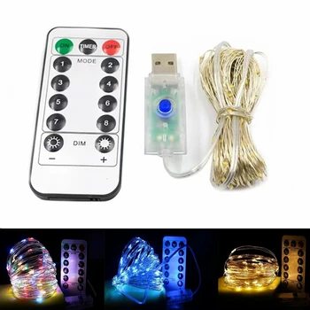 20 m 10 m Fernbedienung 8 Funktion LED Lichterkette USB Lichterketten Weihnachtsgirlande Neujahr Hochzeit