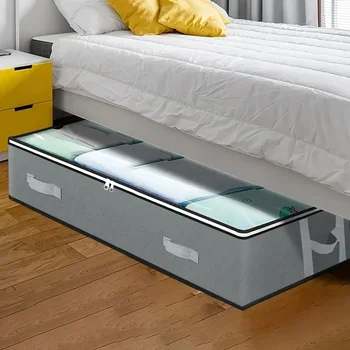 Staubdichte Aufbewahrungsbox unter dem Bett mit verstärkten Griffen für Tröster, Decke, Kissen (2 Stück)