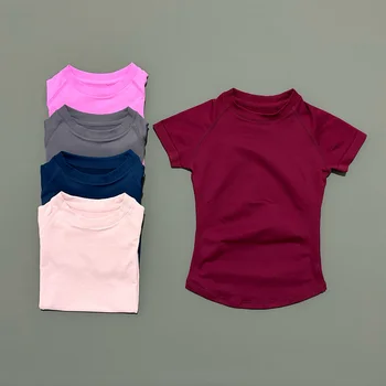 Sport-Kurzarmshirt für Damen, Laufshirt, Sommer-Kurzarmshirt mit Rundhalsausschnitt, atmungsaktiv, dehnbar