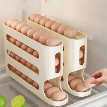 2-4-schicht Rutsche Ei Lagerung Box Leiter Stil Ei Box Lagerung Kühlschrank Seite Tür Große Kapazität