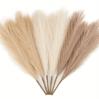 Künstliche Pampas Gras Dekor Blumen Gefälschte Pflanze Reed für DIY Floral Tisch Arrangieren Blume (6 Stück)